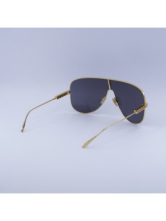Gucci GG1436S 001 Sunglasses Yellow Gold Shield Frame, Grey Lenses main image 7